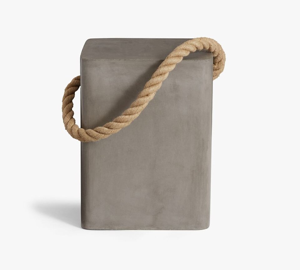 Coastal 36 cm Concrete & Rope Square Side Table Pottery Barn Australia